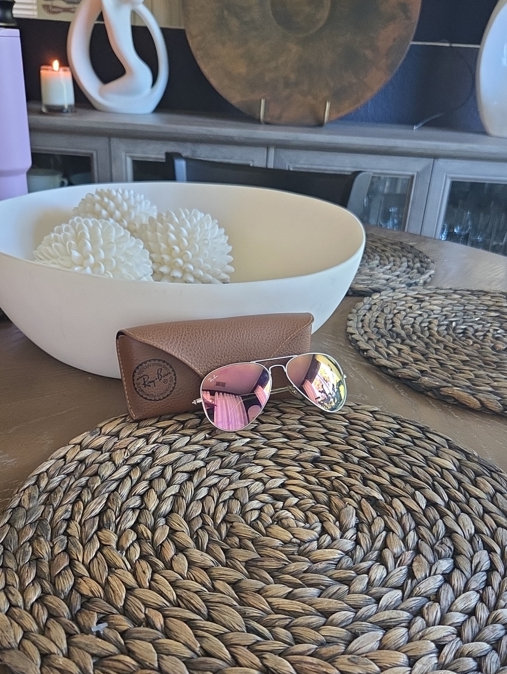 Ray-Ban Aviator Sunglasses with Pink Mirrored Lenses and Silver Frame